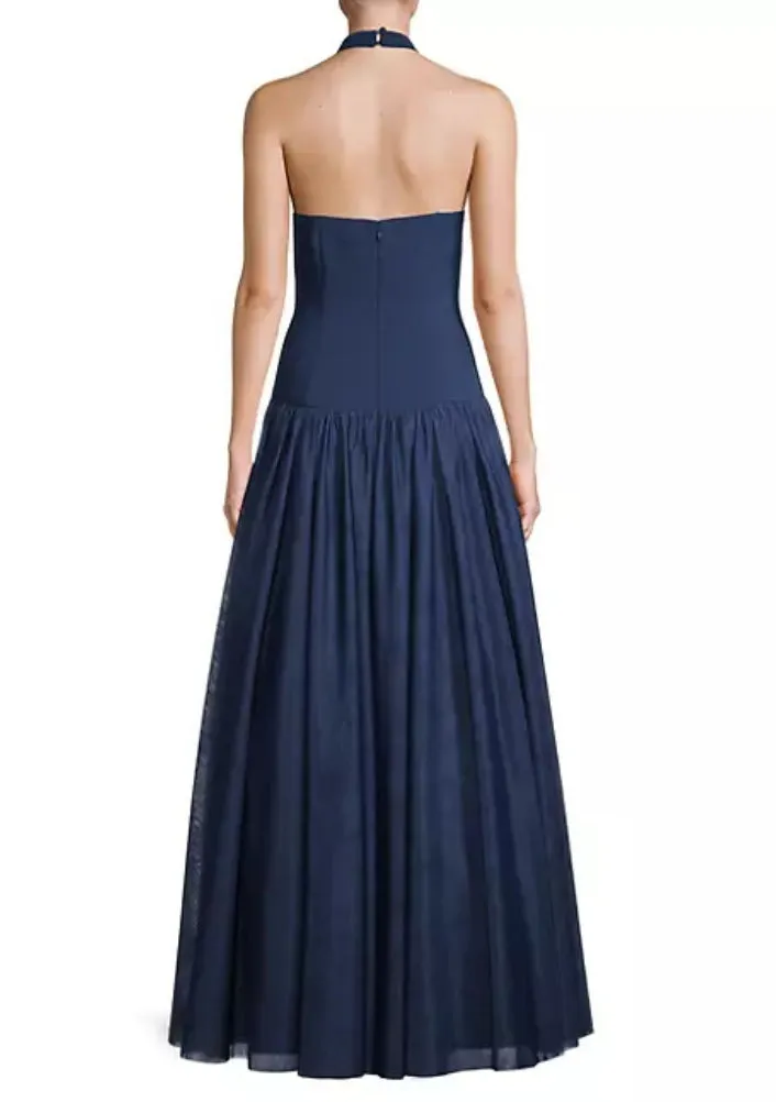 Aidan Mattox Halter Neckline Sleeveless Drop Waist Ball Gown