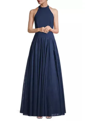 Aidan Mattox Halter Neckline Sleeveless Drop Waist Ball Gown