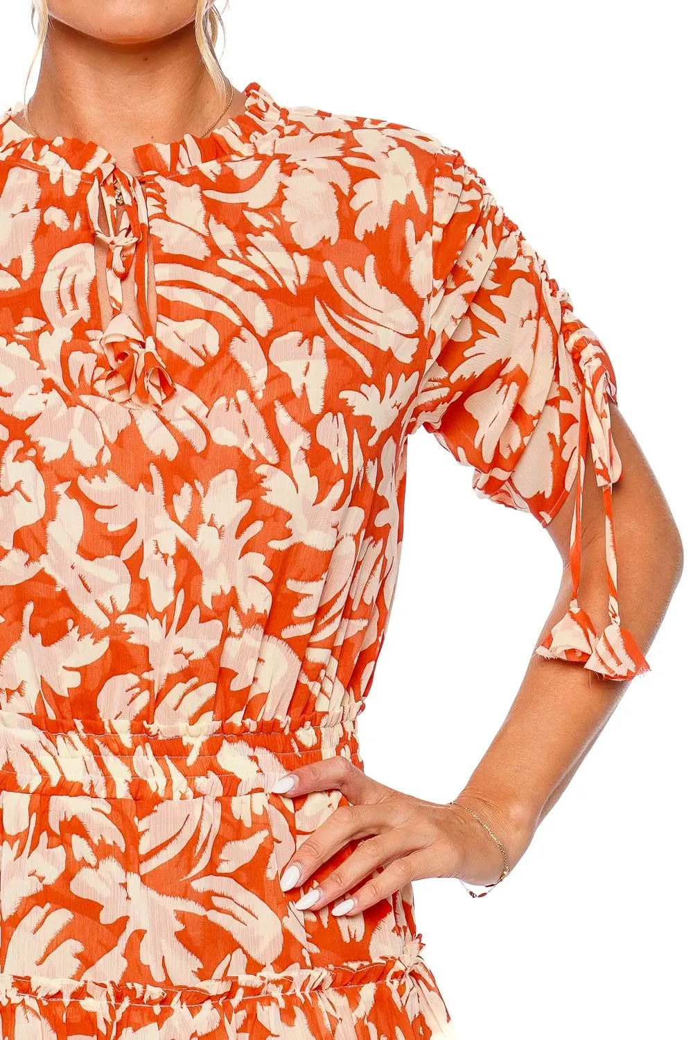 Becca Patmos Tangerine Ruffled Mini Dress