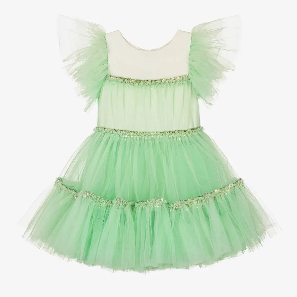 Billieblush Green Tulle Ruffle Dress