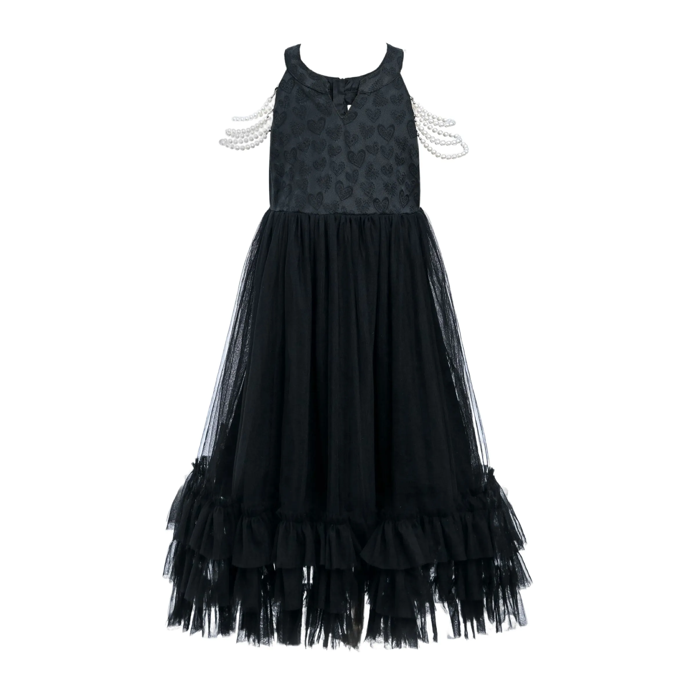 Black Tripoli Heart Sleeveless Dress