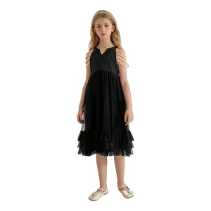 Black Tripoli Heart Sleeveless Dress