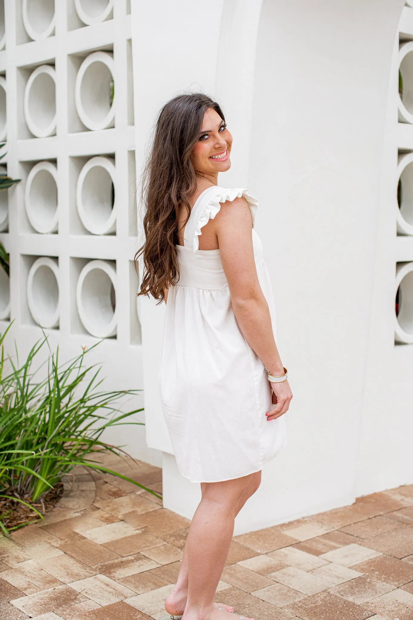 Cute White Ruffle Dress