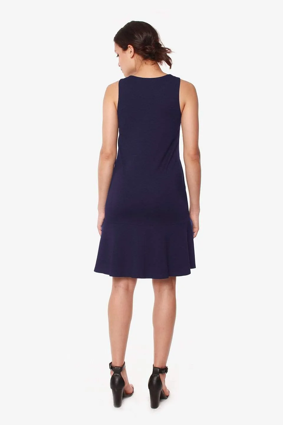 Cyra Flare Sleeveless Hem Maternity Dress Navy