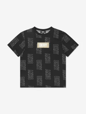 DKNY Kids Logo Print T-Shirt in Black