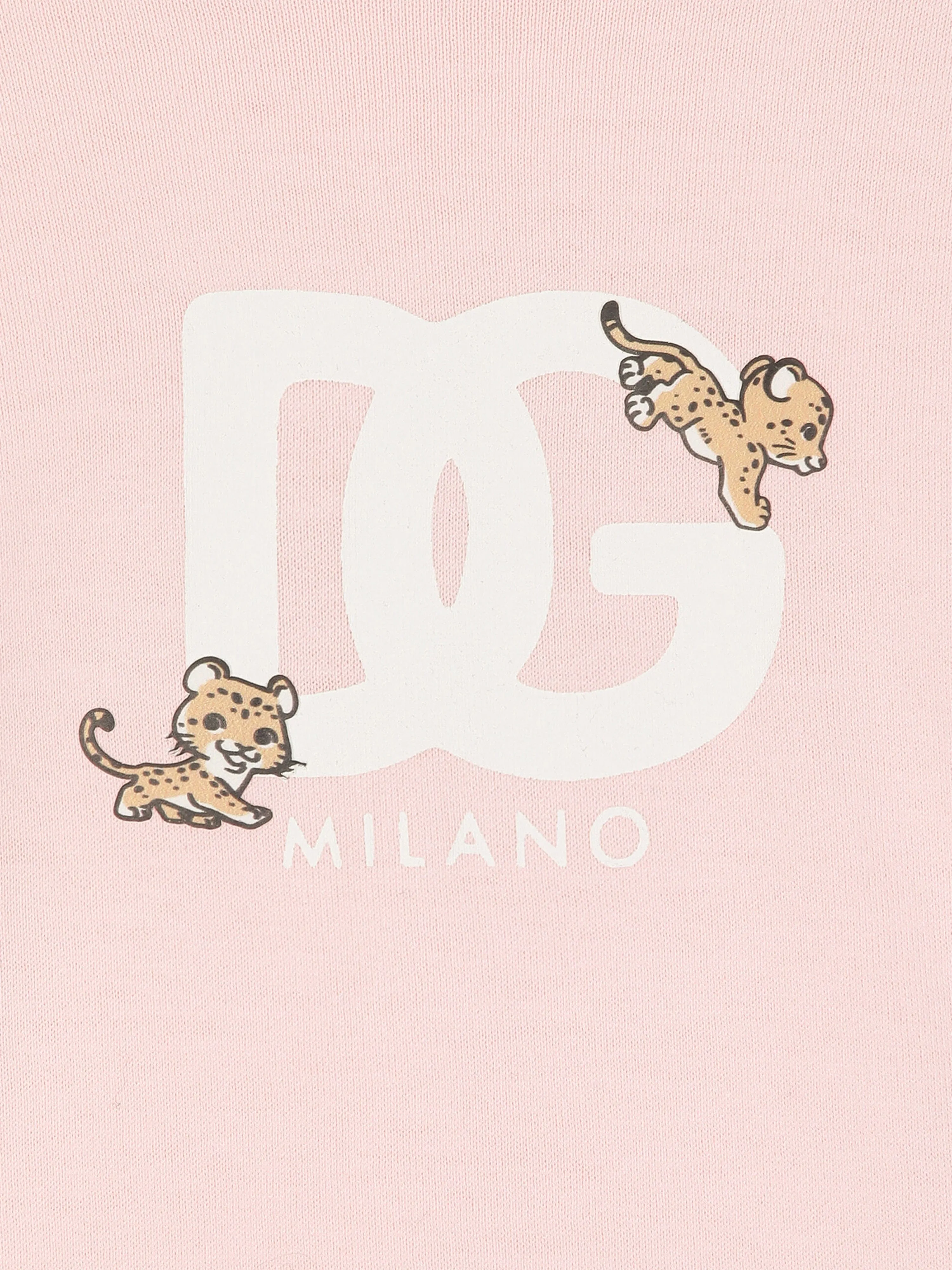 Dolce & Gabbana Baby Girls Leopard Logo T-Shirt in Pink