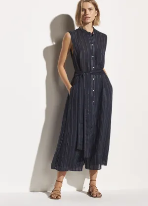 Drapey Stripe Shirt Dress in Coastal Blue