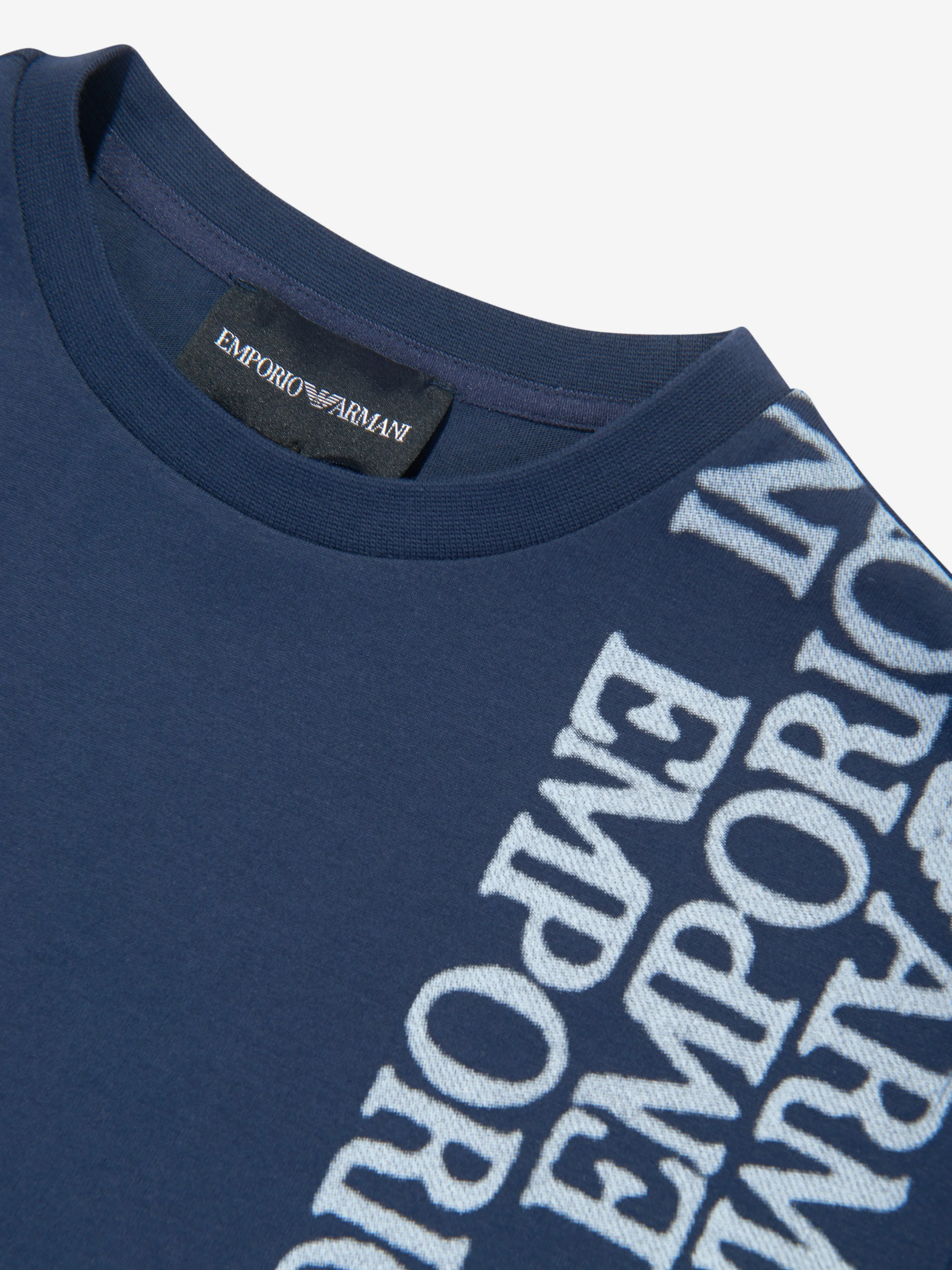 Emporio Armani Boys Logo Print T-Shirt in Navy