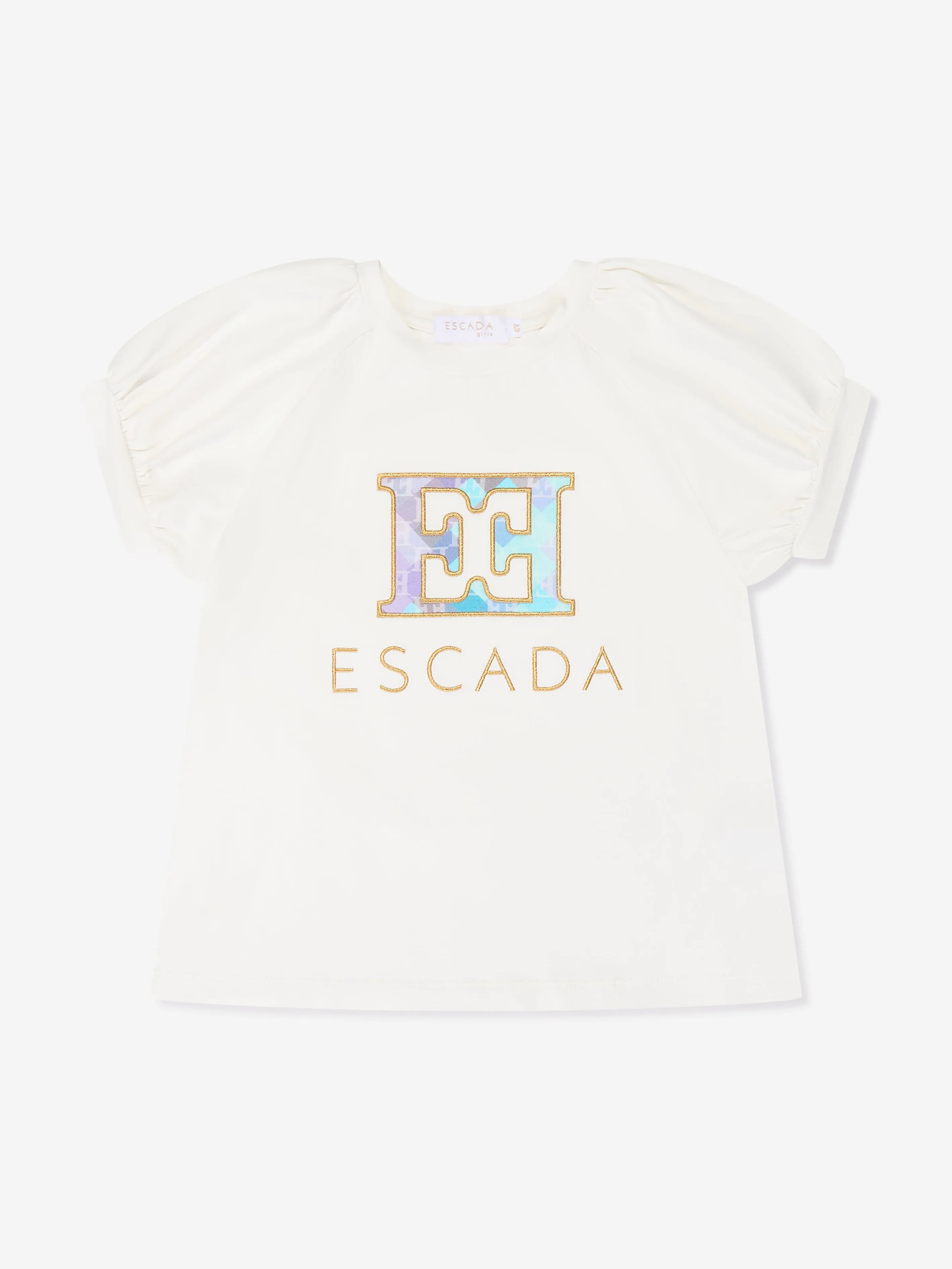 Escada Girls Embroidered Logo T-Shirt in White