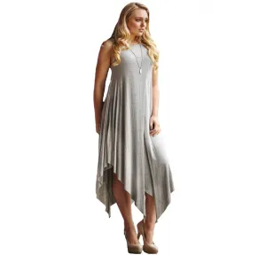 Fashion Apparel Maxi Dress W/ Hi-neck and Uneven Hem 1538639