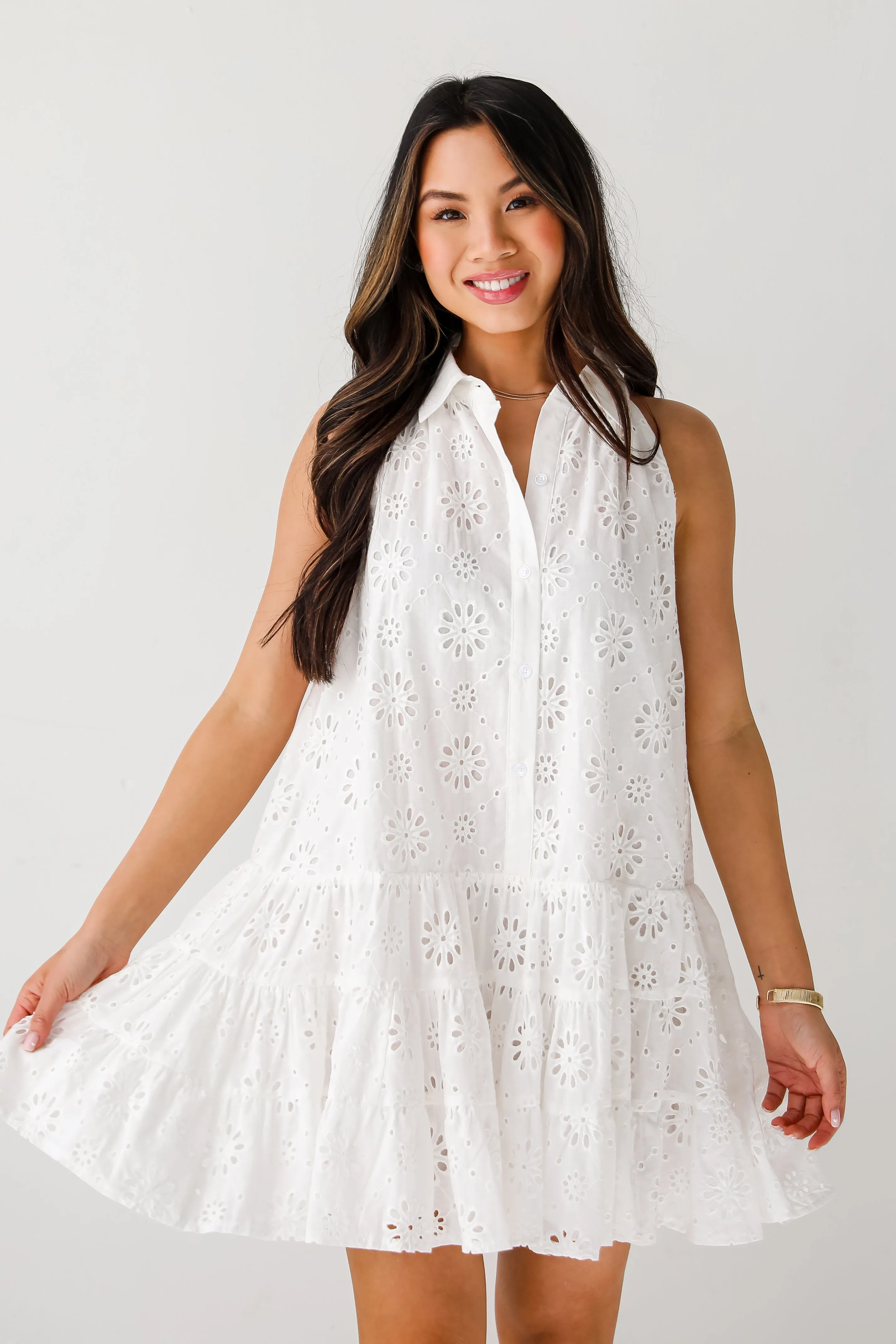 FINAL SALE - Truly So Sweet Eyelet Mini Dress