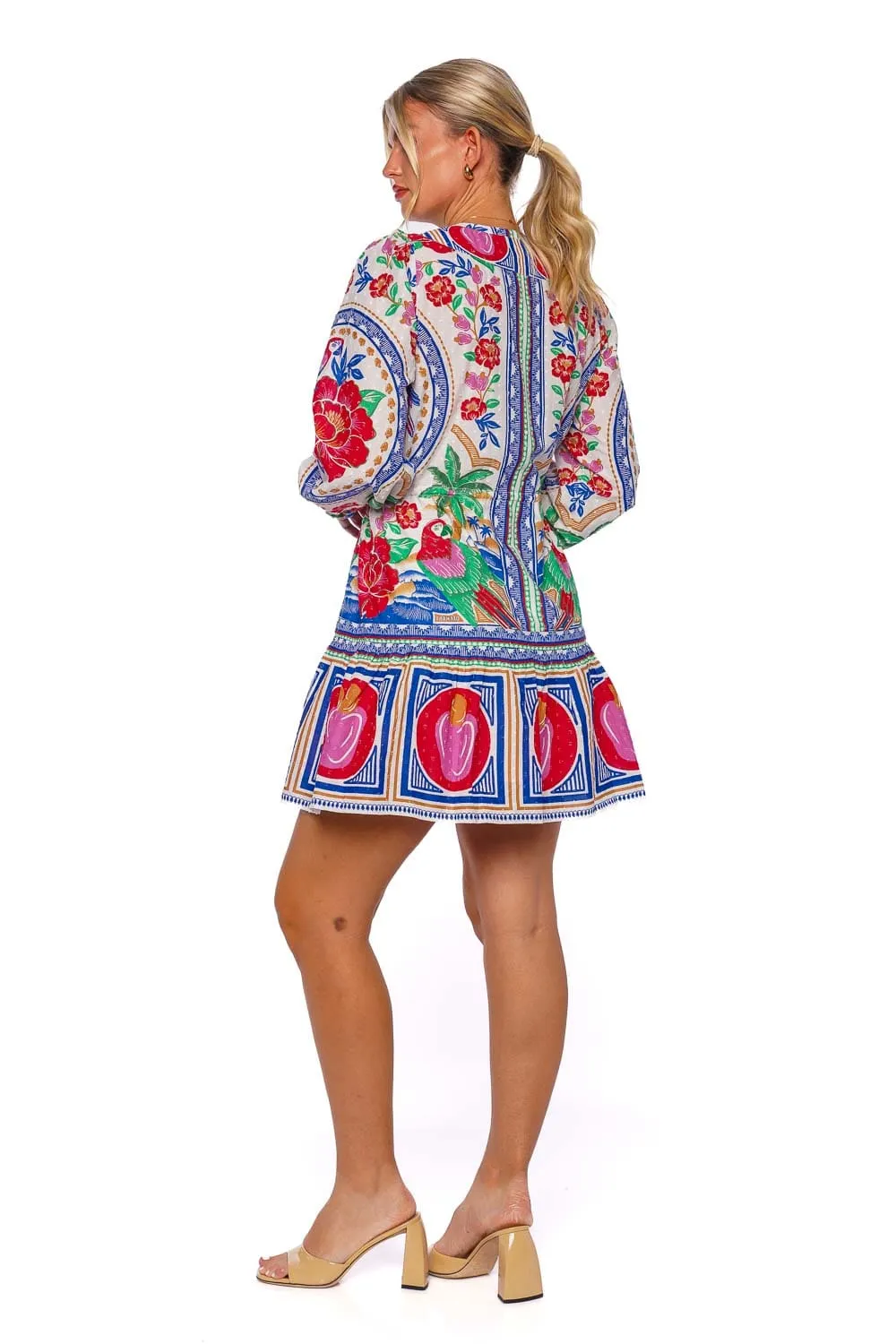 Flowers Beach Long Sleeve Mini Dress