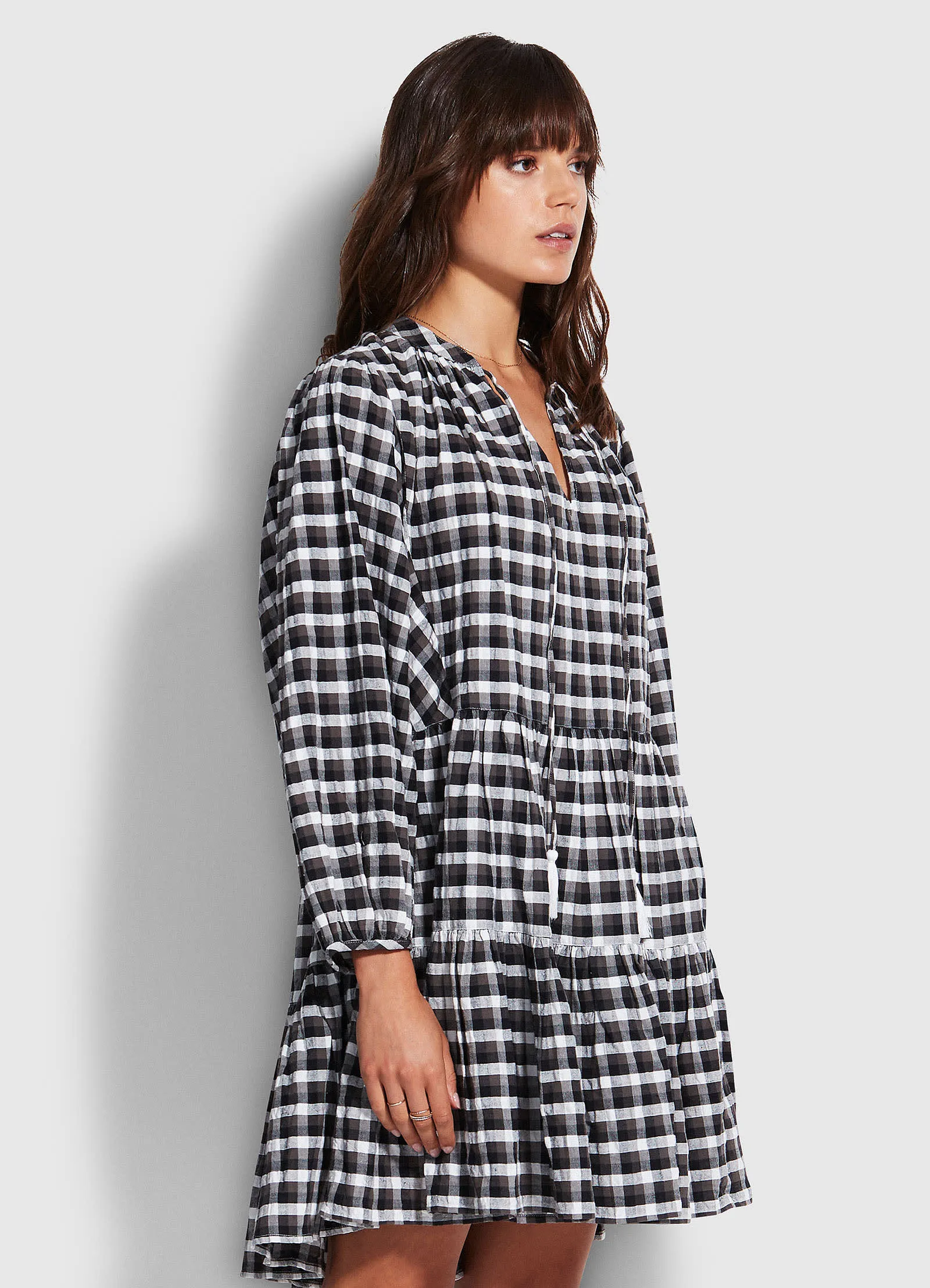 Gingham Tier Dress - Black