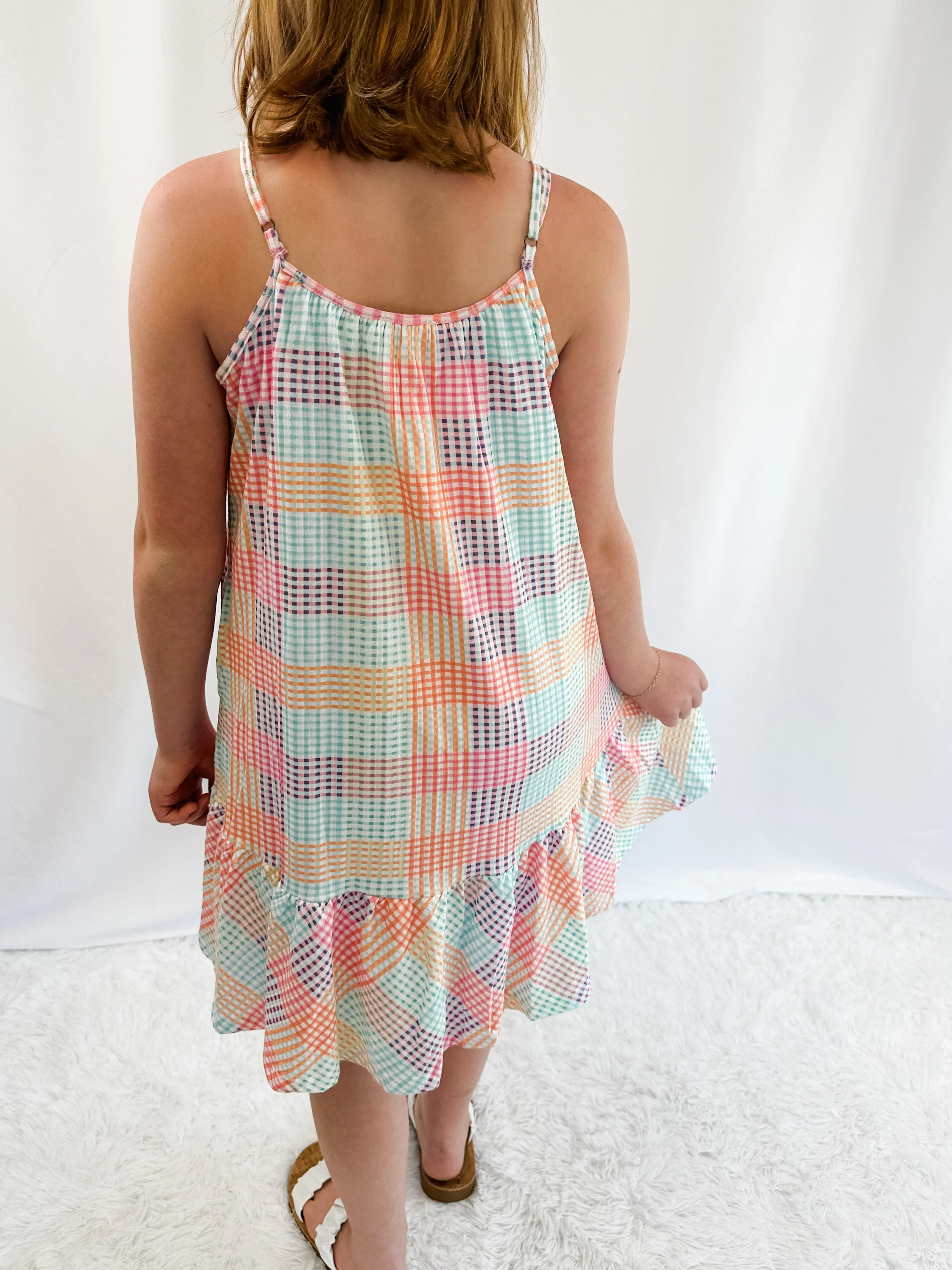 Girl's Mixed Checker Tank Dress