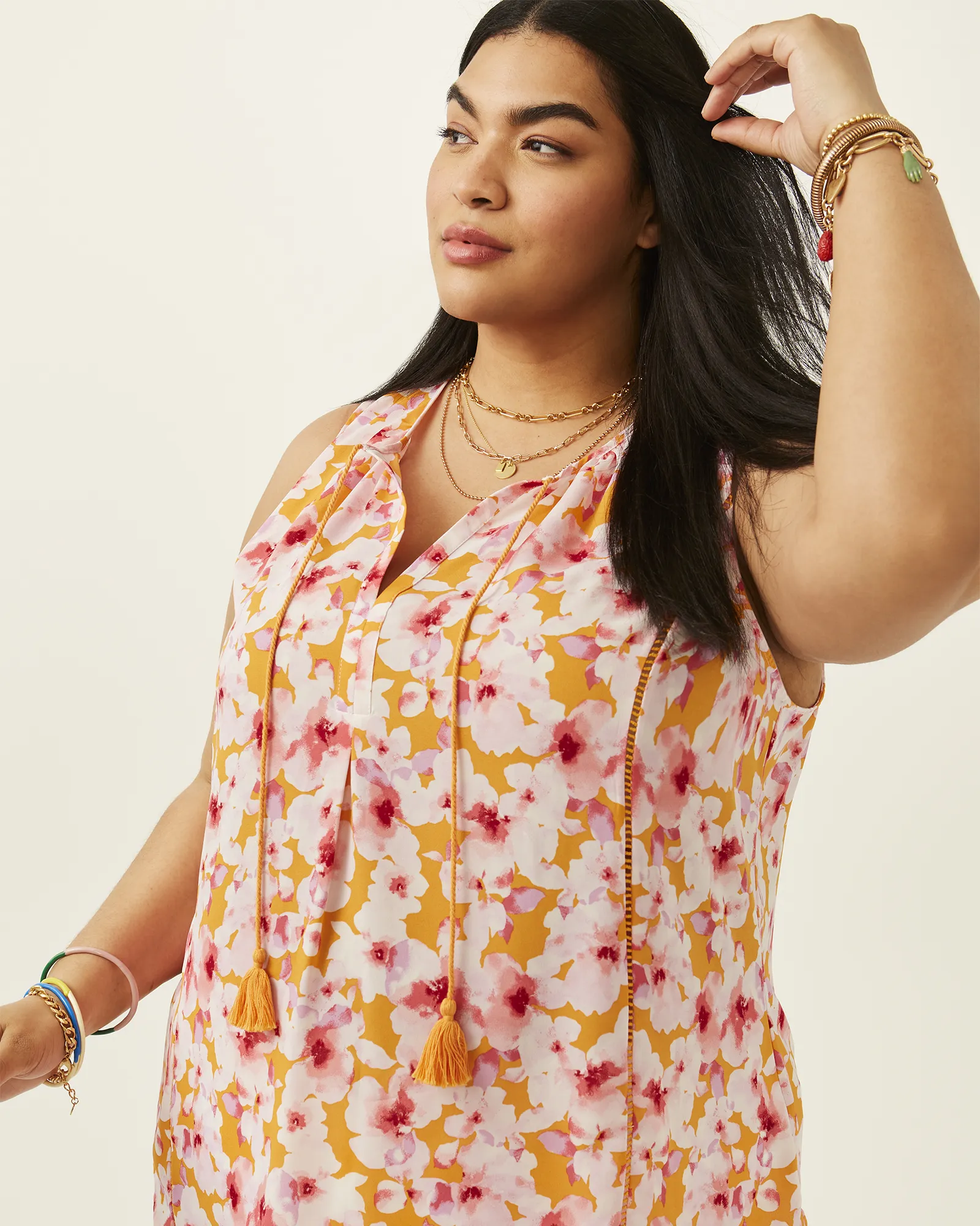 Gwenda Boho Floral Print Sleeveless Top | Pink / Coral