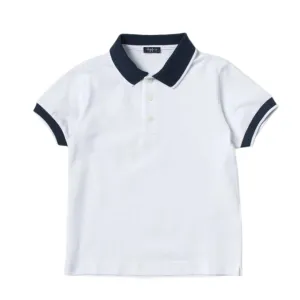 ILG White and Navy Blue Short Sleeve Polo