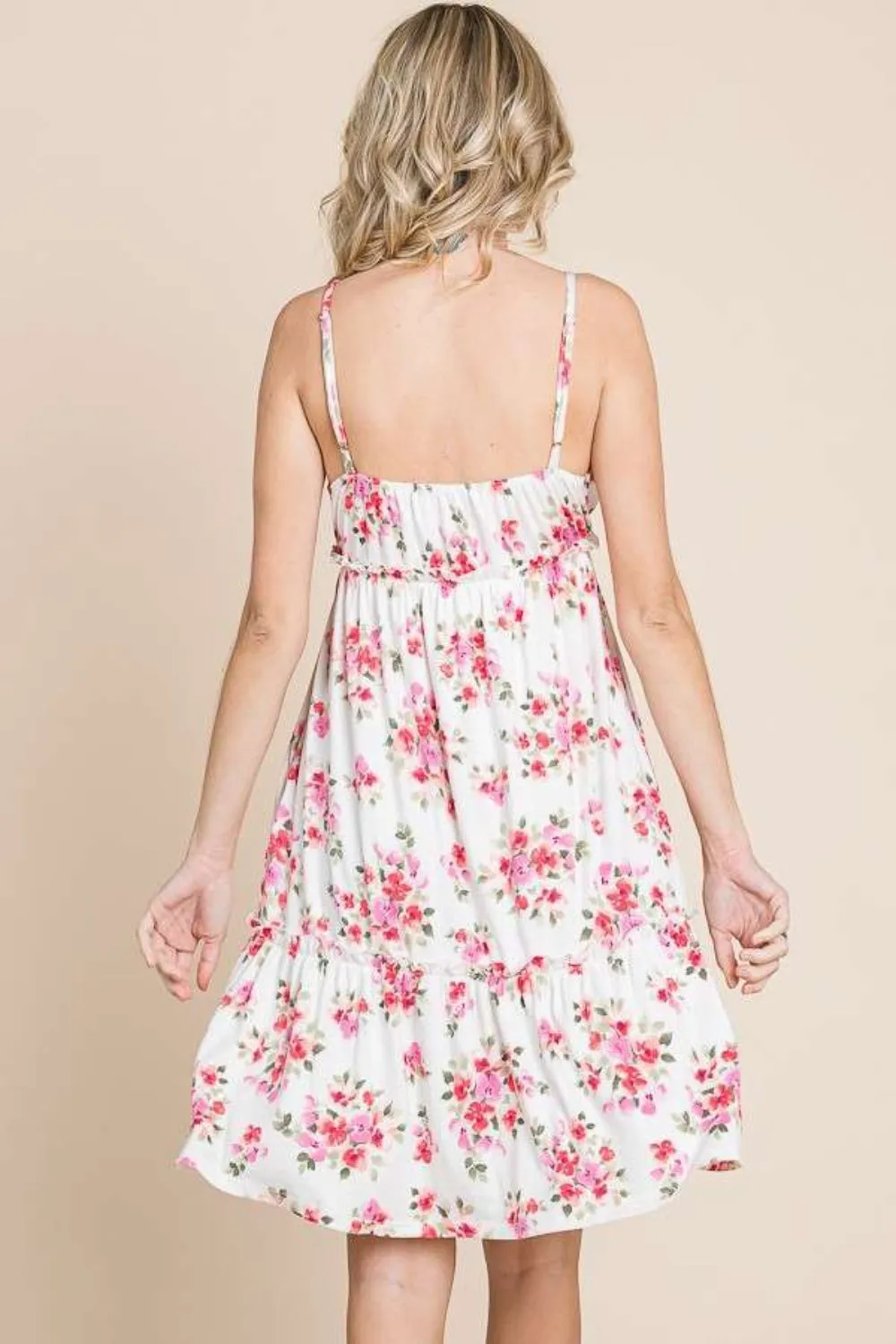 Ivory Floral Frill Cami Dress