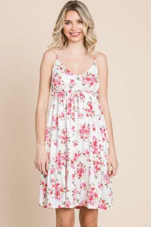 Ivory Floral Frill Cami Dress