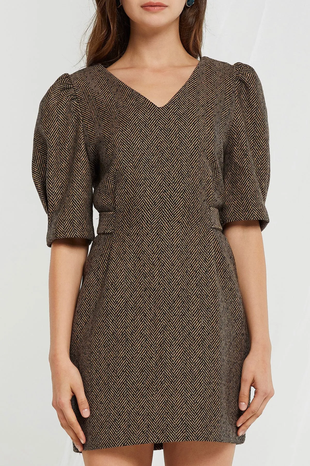 Jenny Tied Herringbone Dress-2 Colors