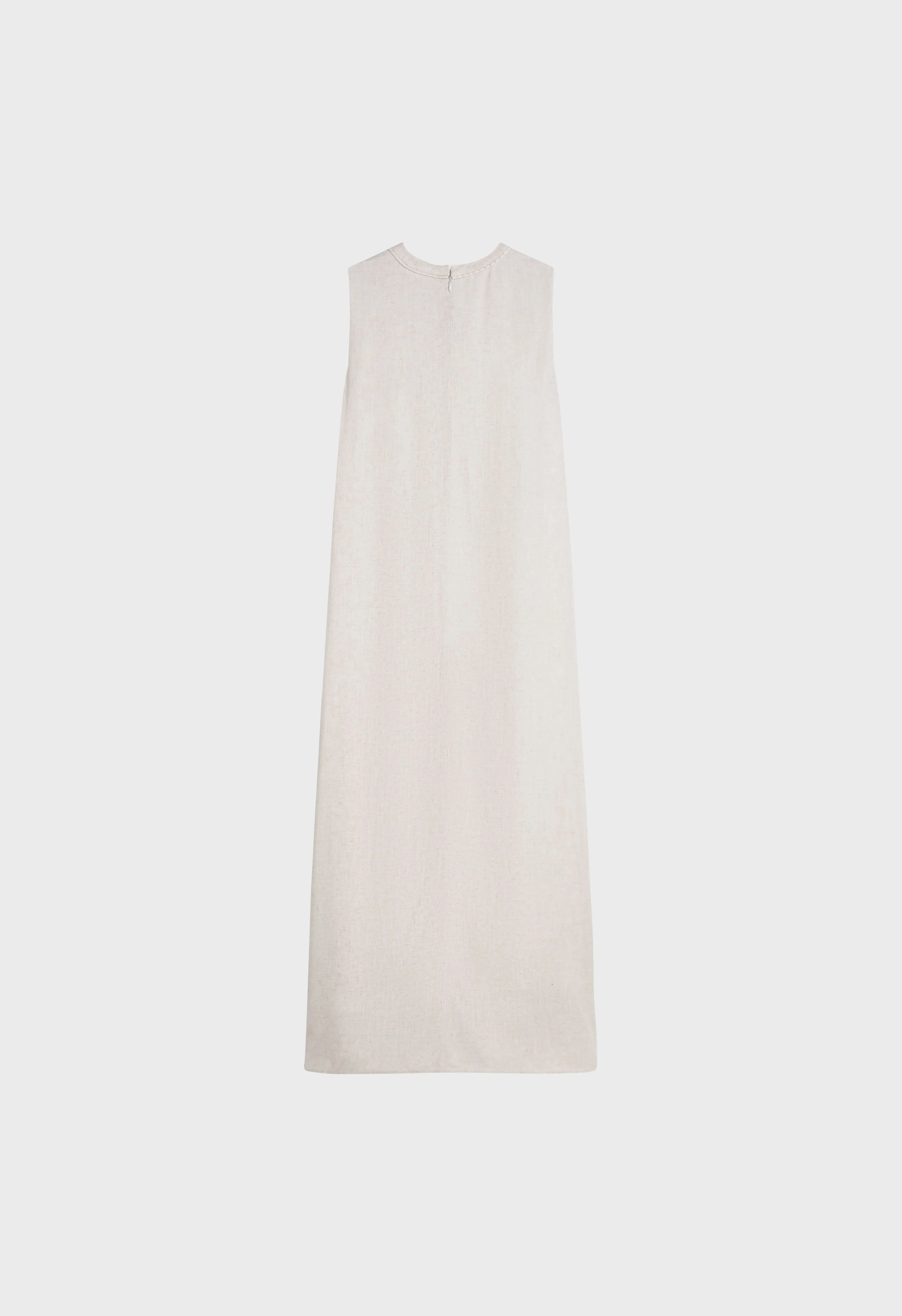 Linen Sleeveless Dress | Beige Melange