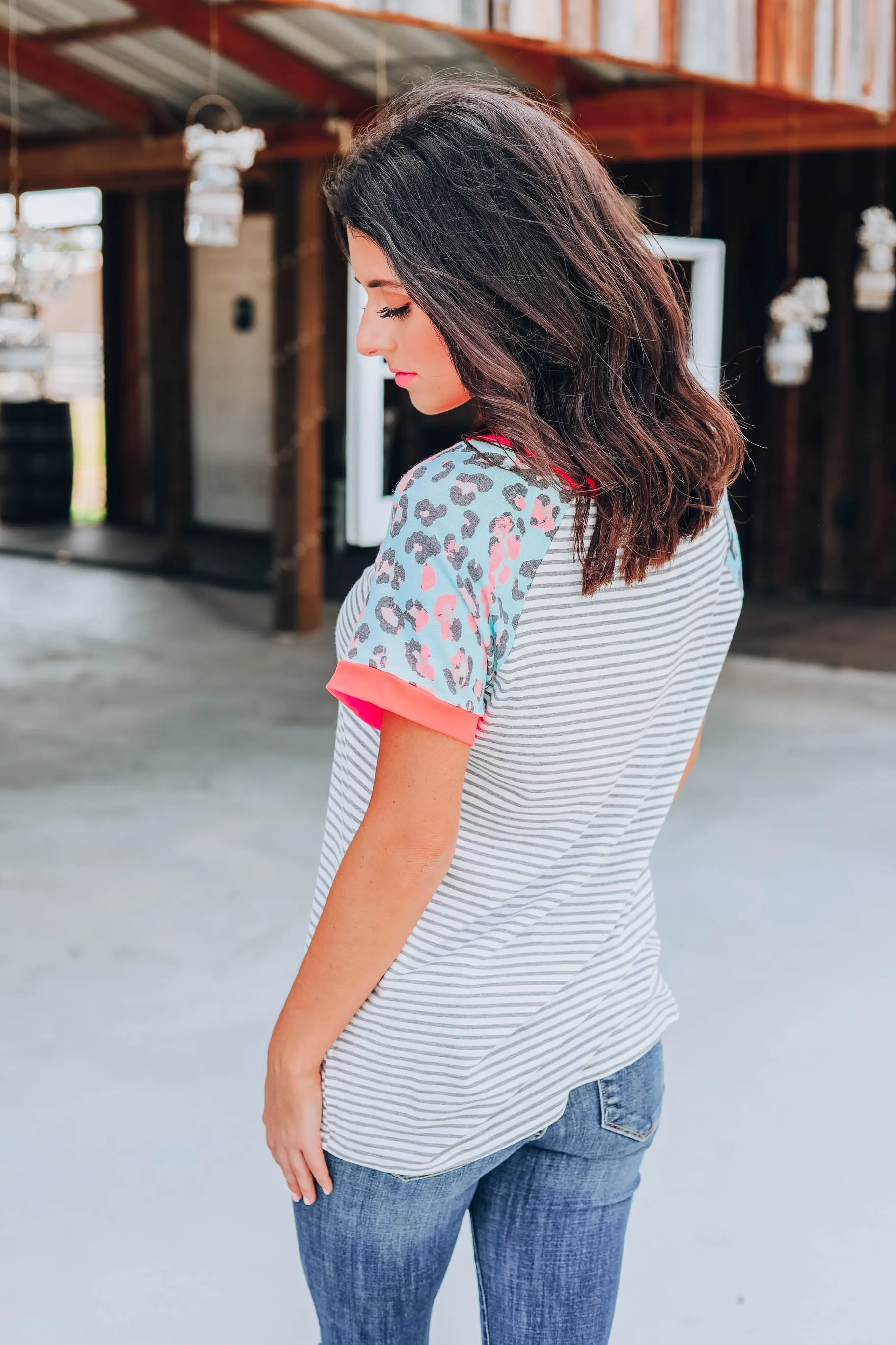 Lively Leopard Neon Top - Coral