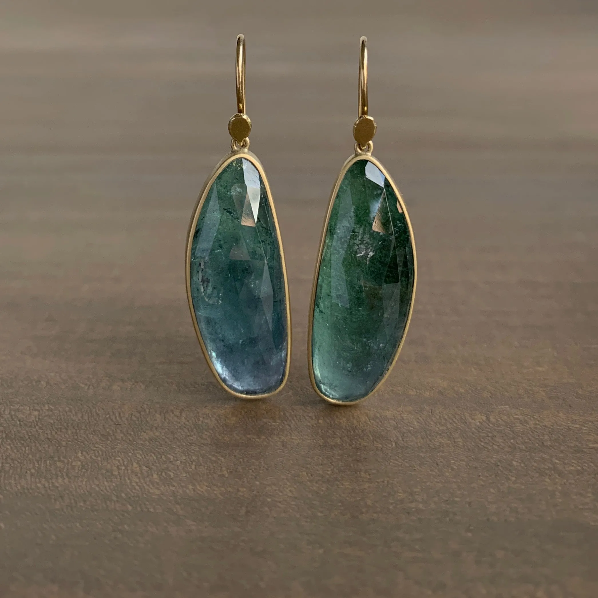 Long Bluegreen Tourmaline Drop Earrings