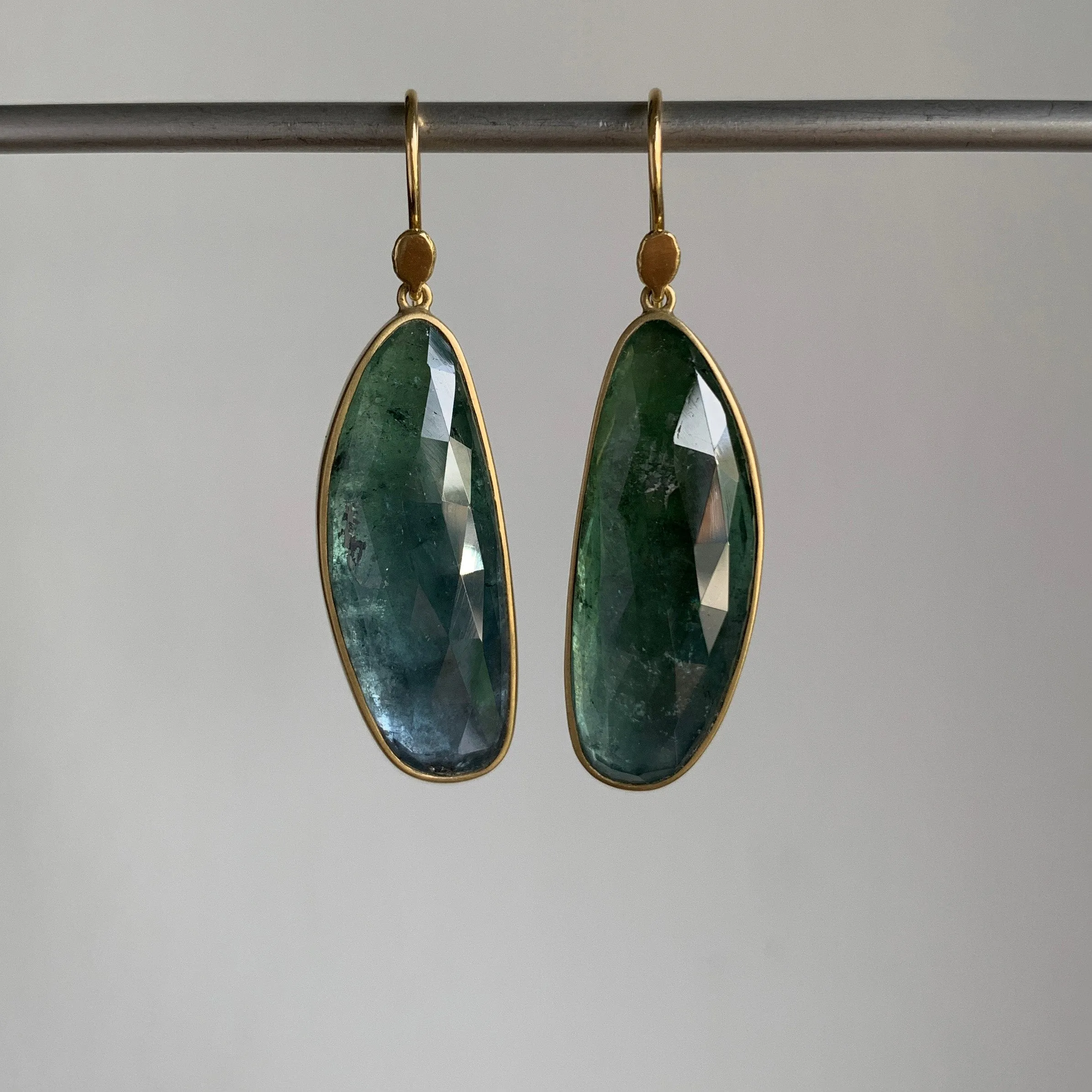 Long Bluegreen Tourmaline Drop Earrings