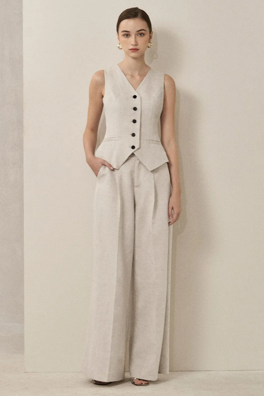 Lyric Cropped Sleeveless Polycotton Vest