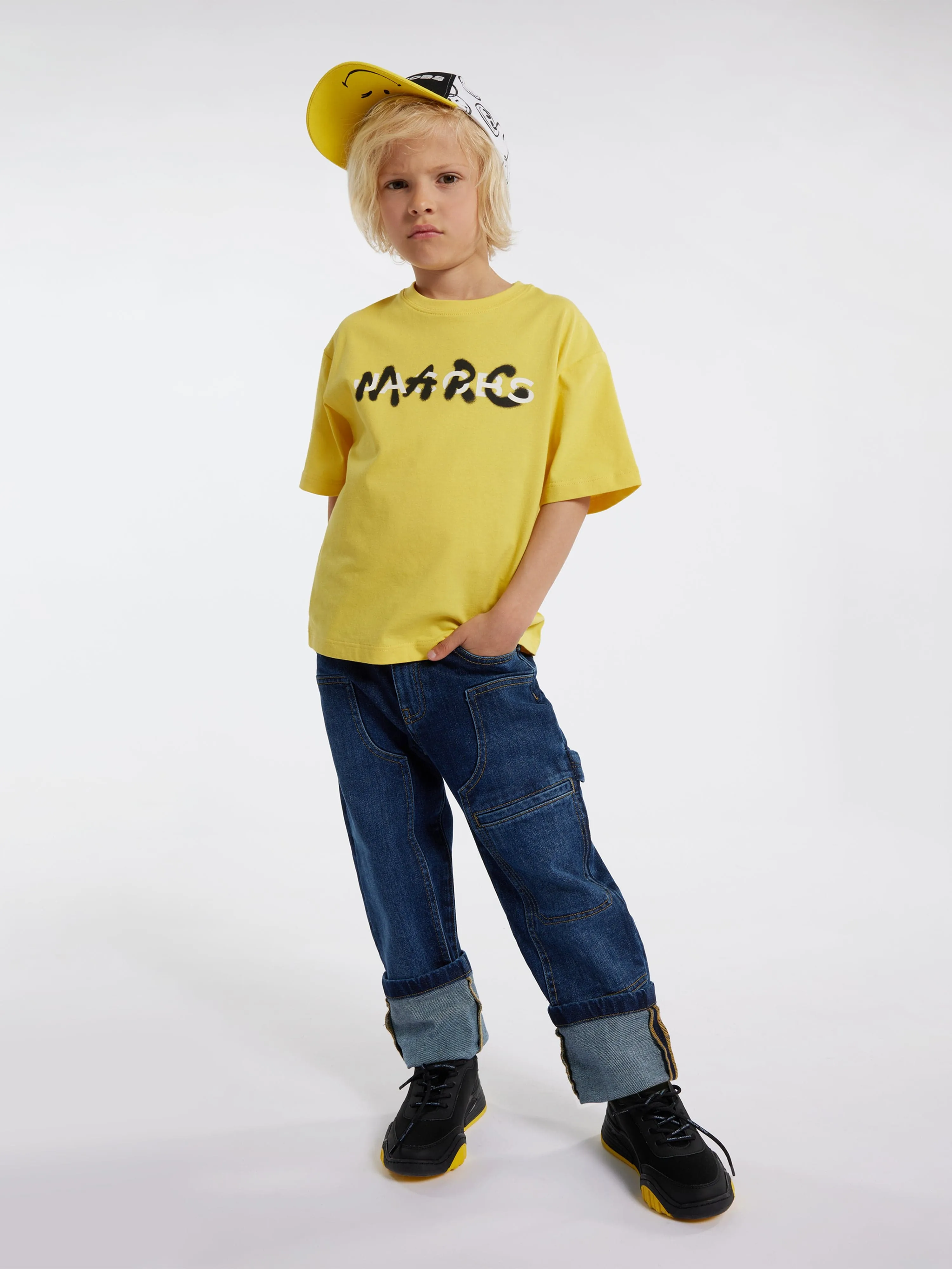 MARC JACOBS Boys Logo Print T-Shirt in Yellow