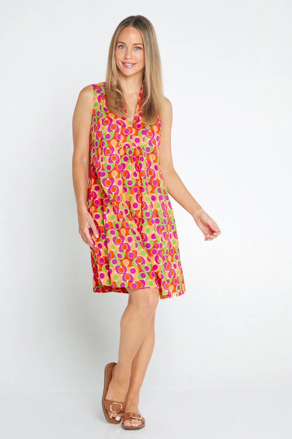 Melville Sleeveless Petite Cotton Dress - Papaya