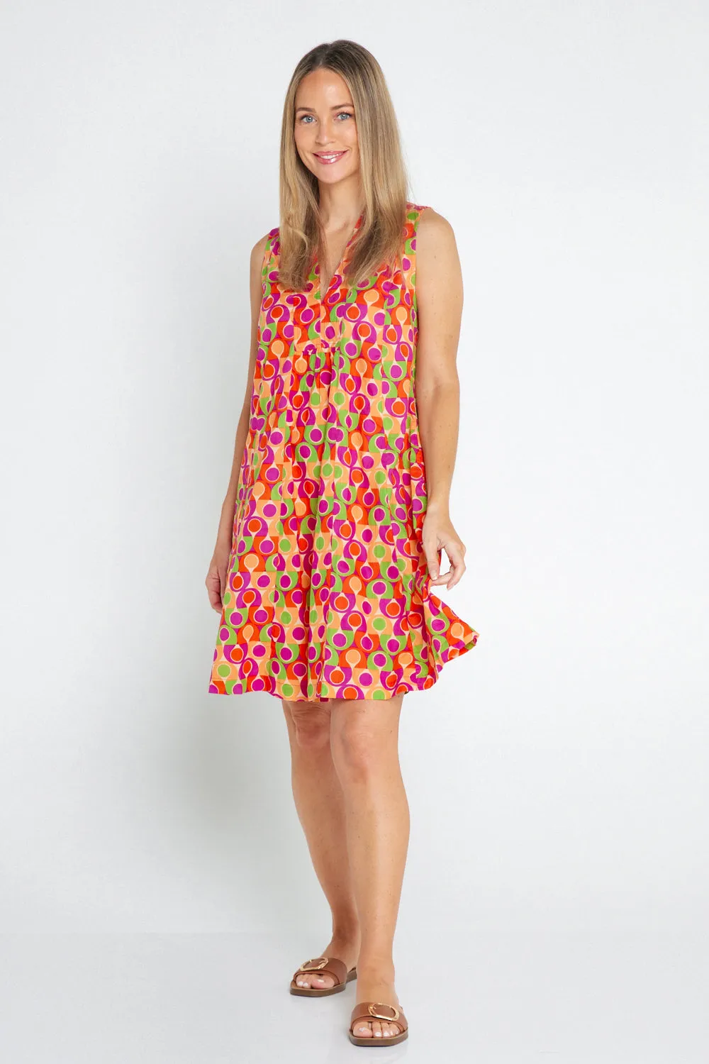 Melville Sleeveless Petite Cotton Dress - Papaya