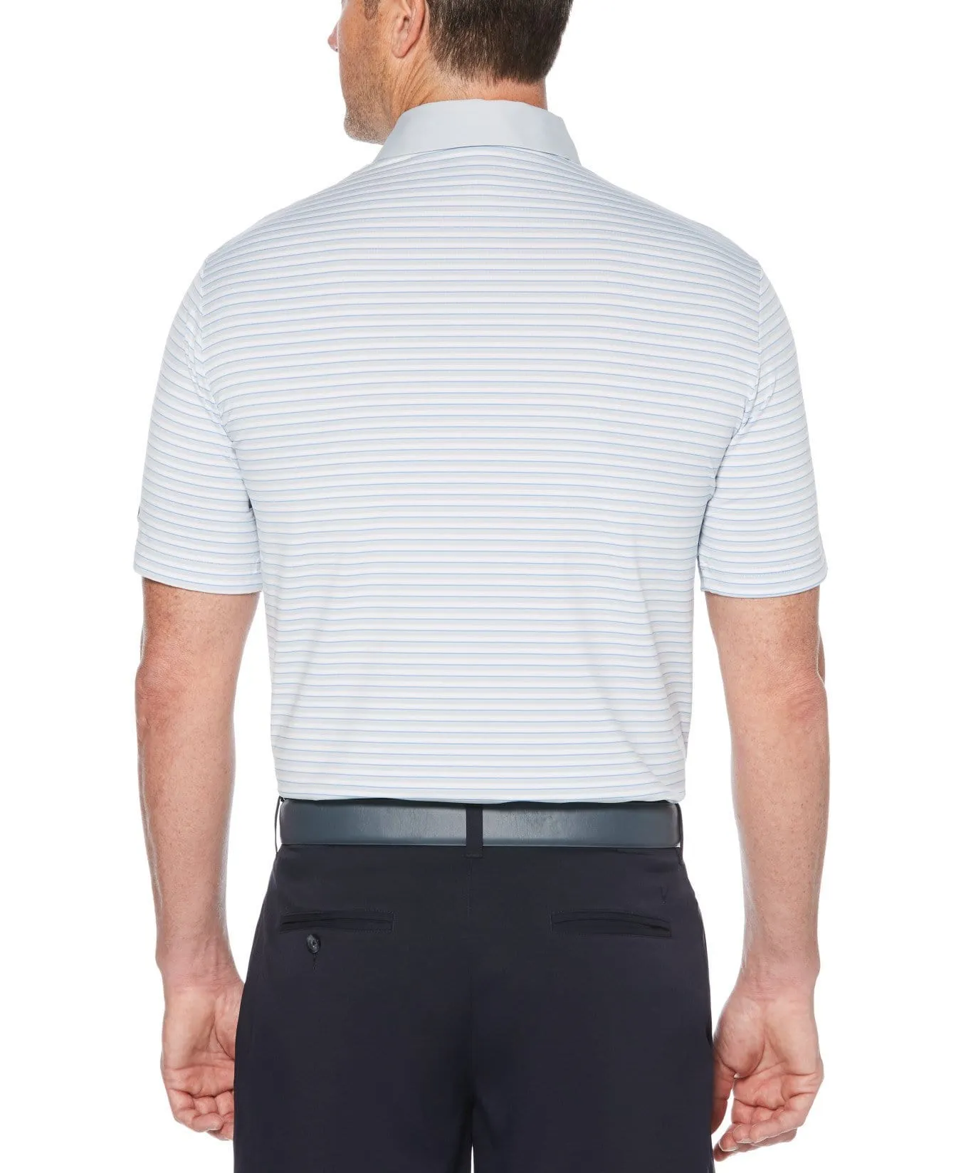 Mens Mens Refined 3-Color Yarn-Dyed Stripe Golf Polo