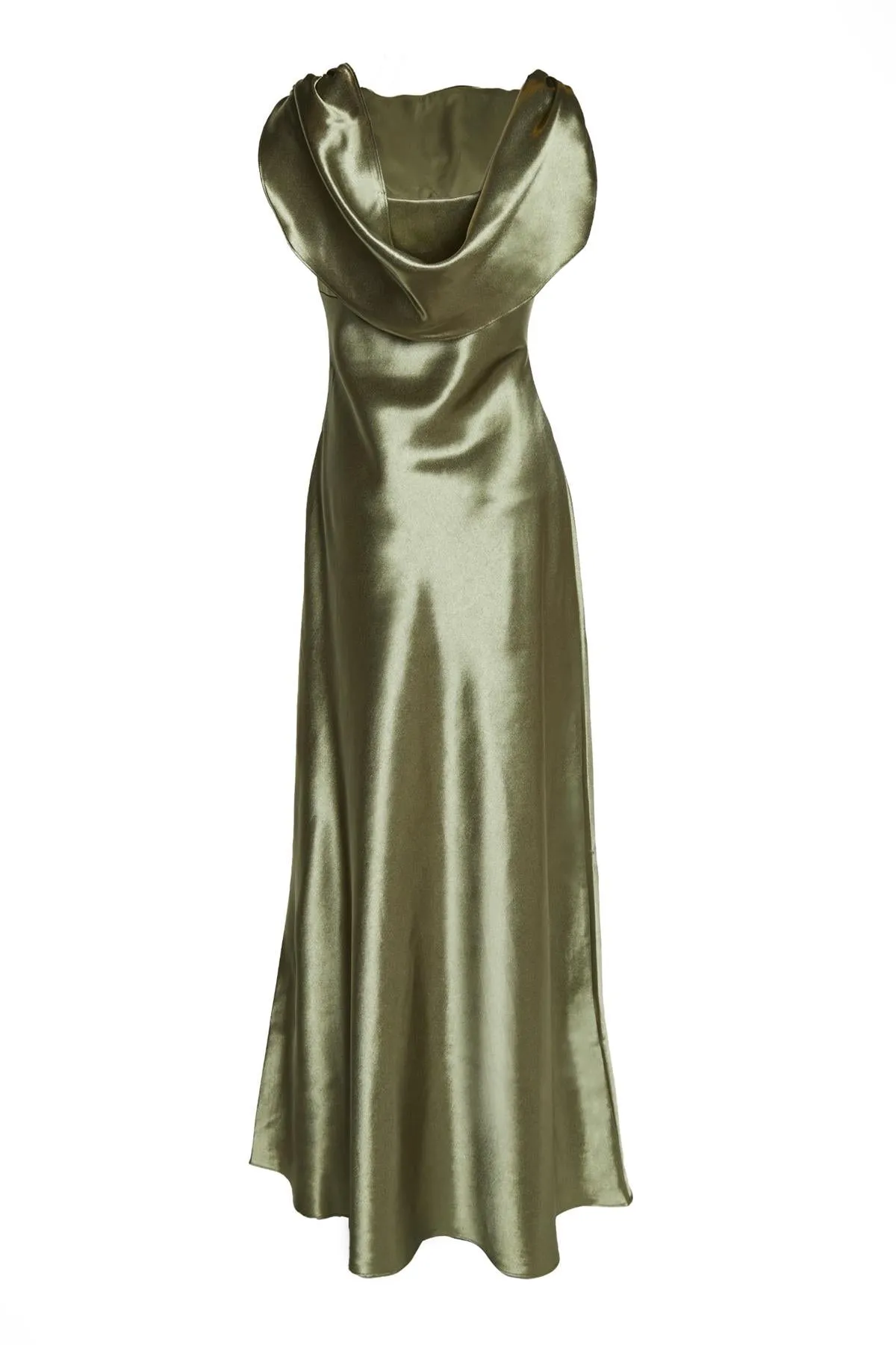 Natalie Sage-Green Cowl-Back Maxi Dress