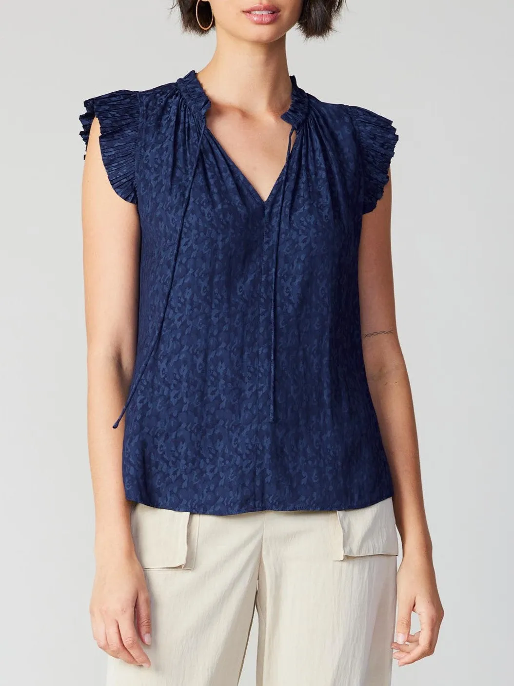 Pleated Sleeveless Blouse