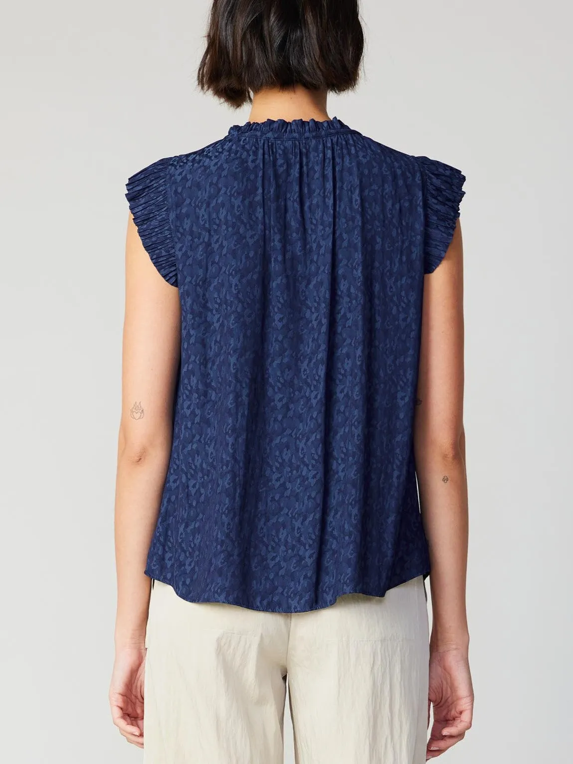 Pleated Sleeveless Blouse