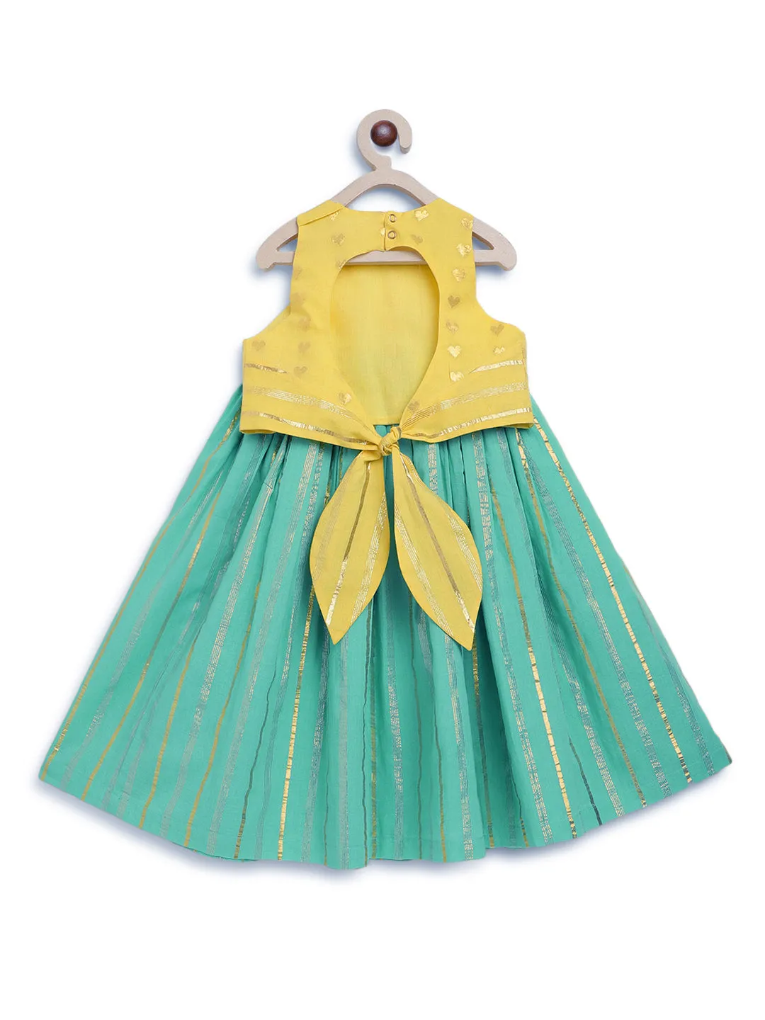 Pre-Order : Girl Pure Cotton Sleeveless Lehenga Set - Yellow