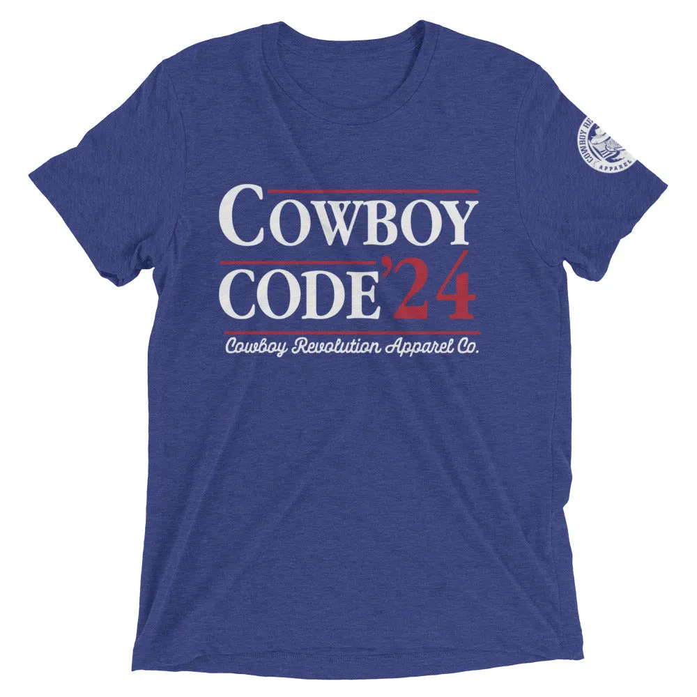 "Cowboy Code '24" Cowboy Revolution Short Sleeve Tri-Blend Tee