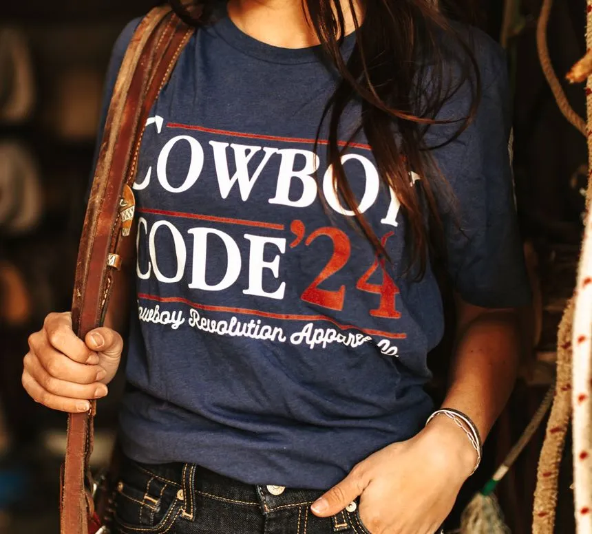 "Cowboy Code '24" Cowboy Revolution Short Sleeve Tri-Blend Tee