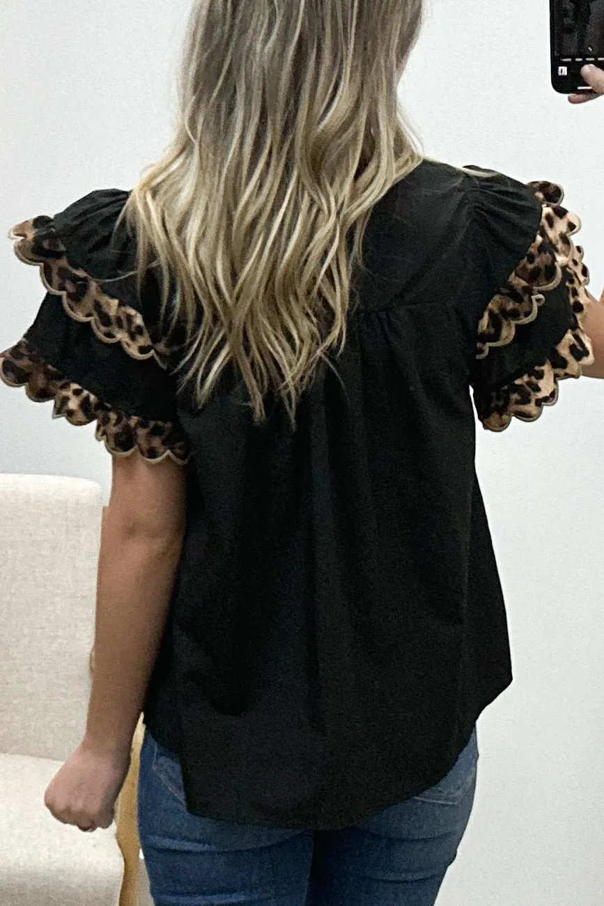 "Lively Leopard" Blouse (Black)