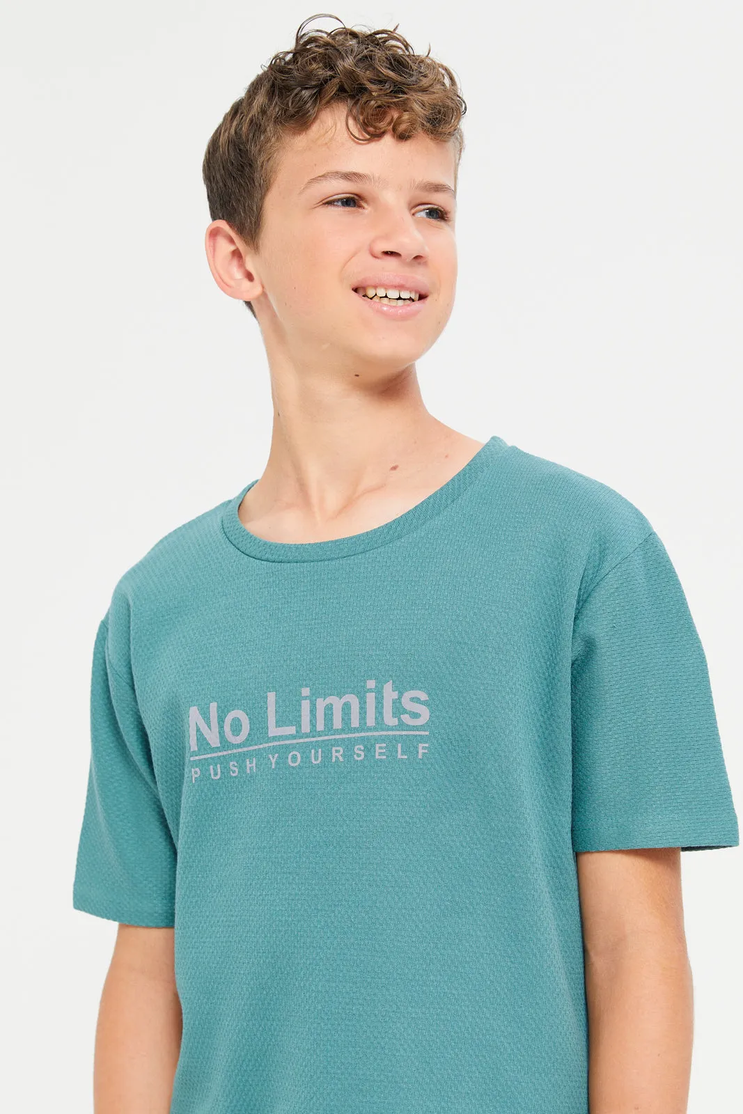 Senior Boys Teal No Limits Print T-Shirt