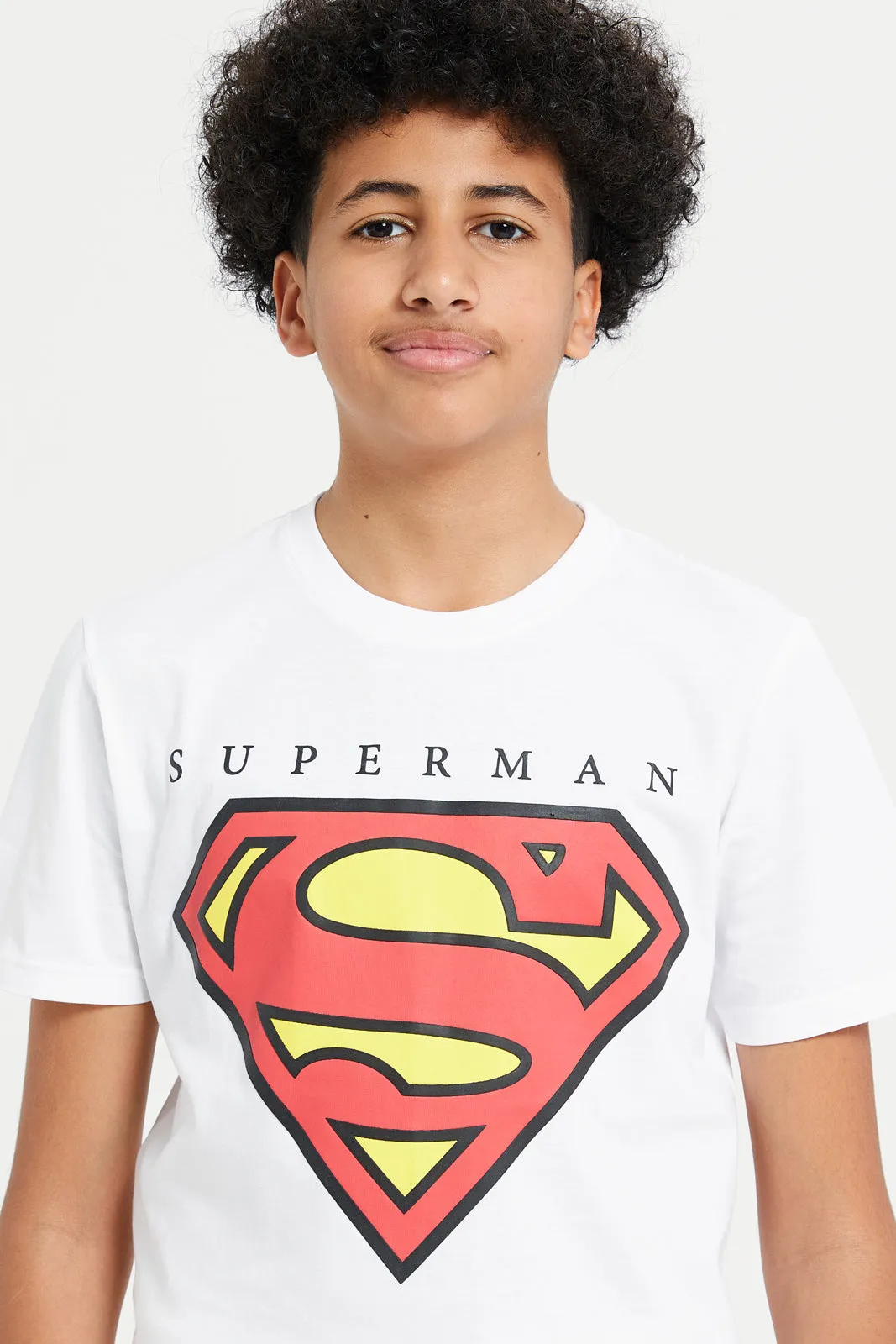 Senior Boys White Superman T-Shirt