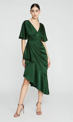 Theia Asymmetrical Ruffle Gwen Dress Thorn