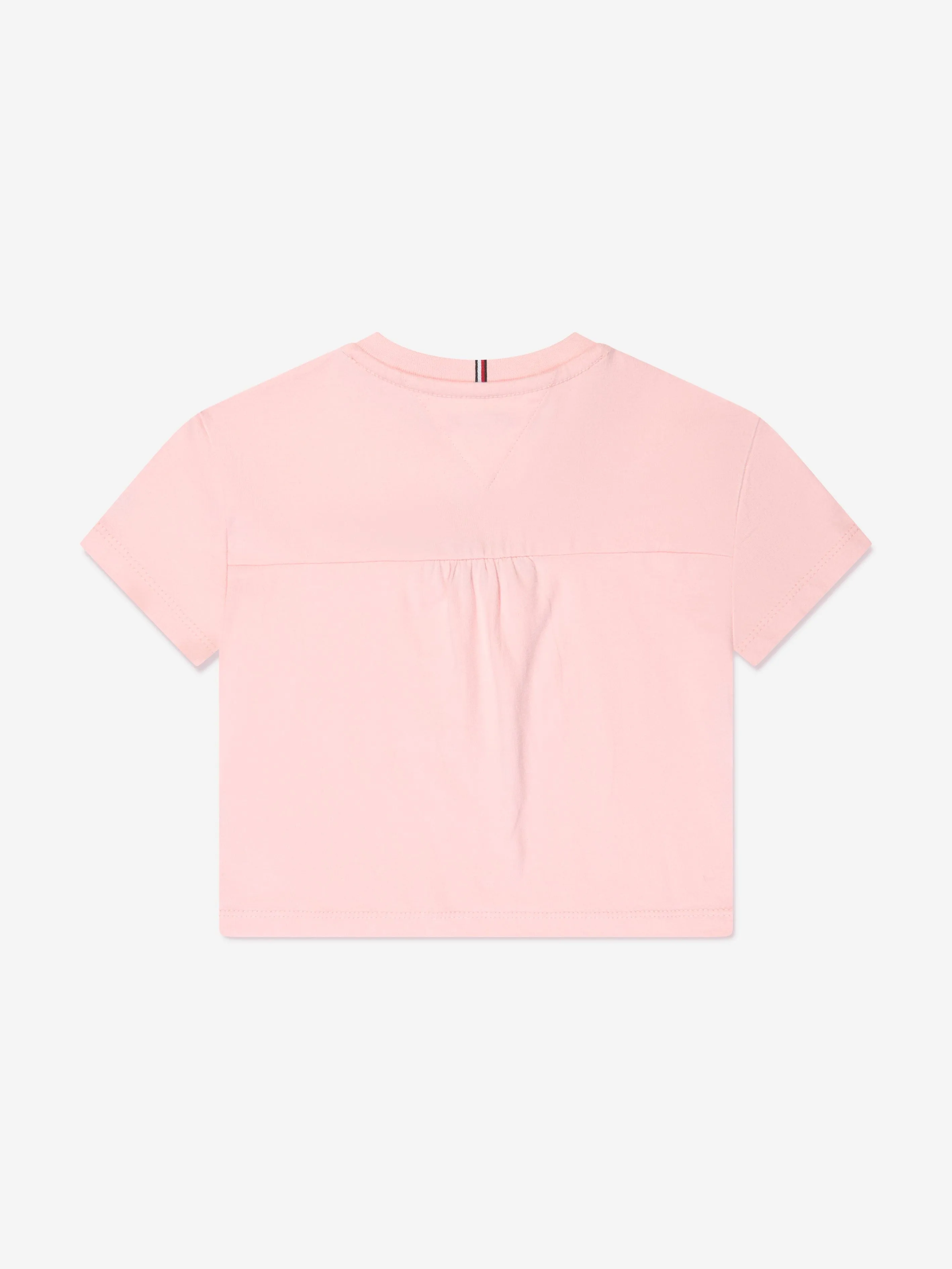 Tommy Hilfiger Girls Monogram Satin Applique T-Shirt in Pink