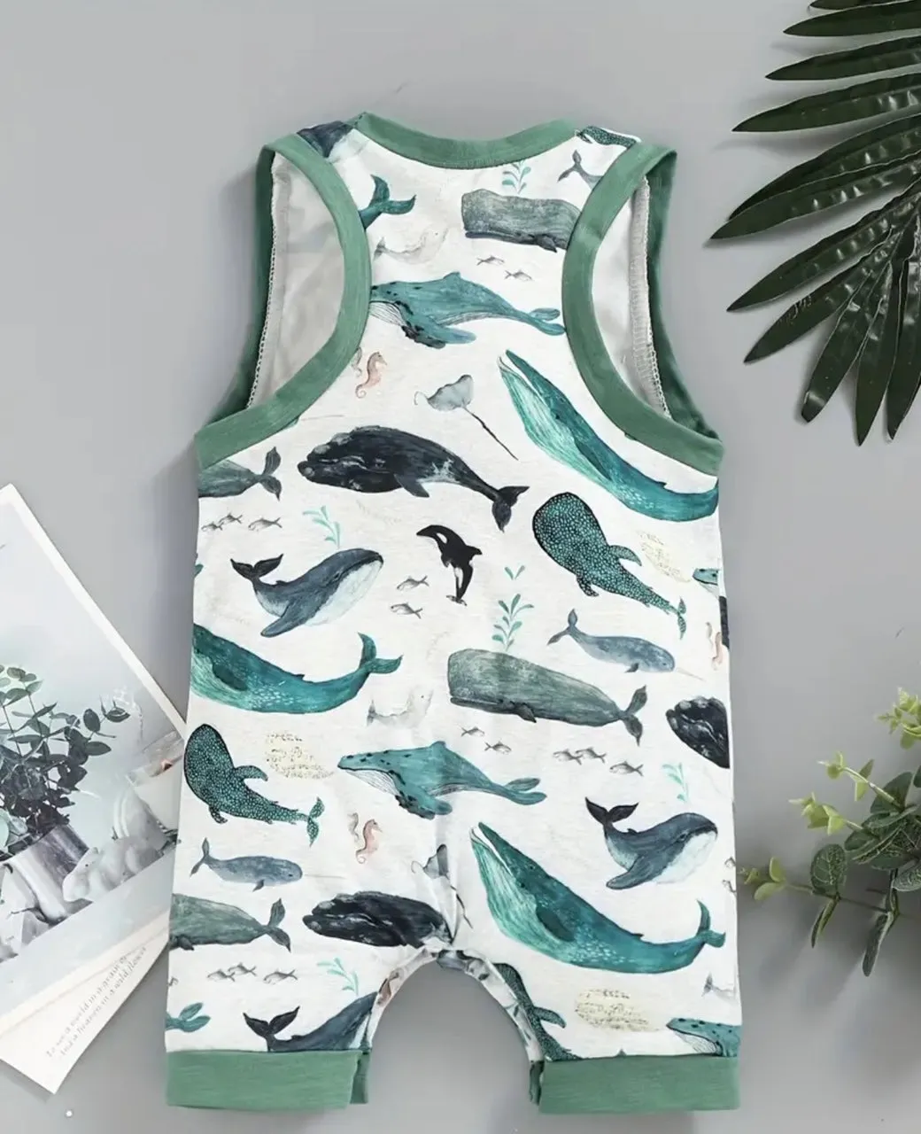 Whale of a time sleeveless shorty romper