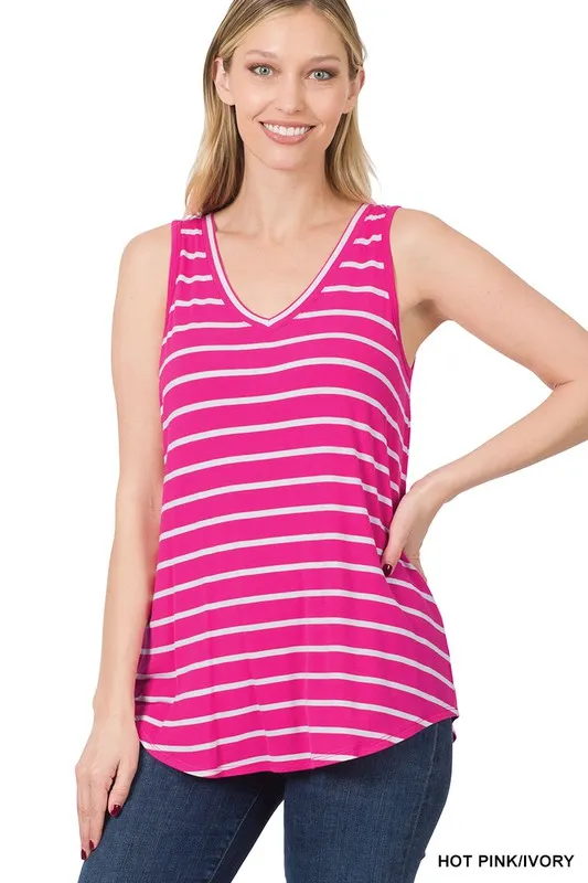 Zenana Living For the Thrill Stripe Tank