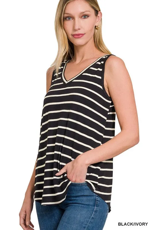 Zenana Living For the Thrill Stripe Tank